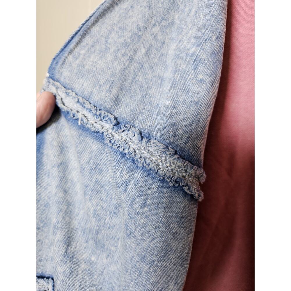 New in Size M Pink And Denim Colorblock Crew Neck Long Sleeve Sweatshirt Top - Picture 8 of 9